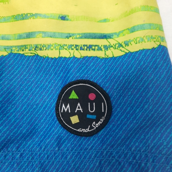 Maui and Sons Neon Yellow and Blue Swim Trunks Sz 6 Boys- Make Offer❣️ - Picture 5 of 12